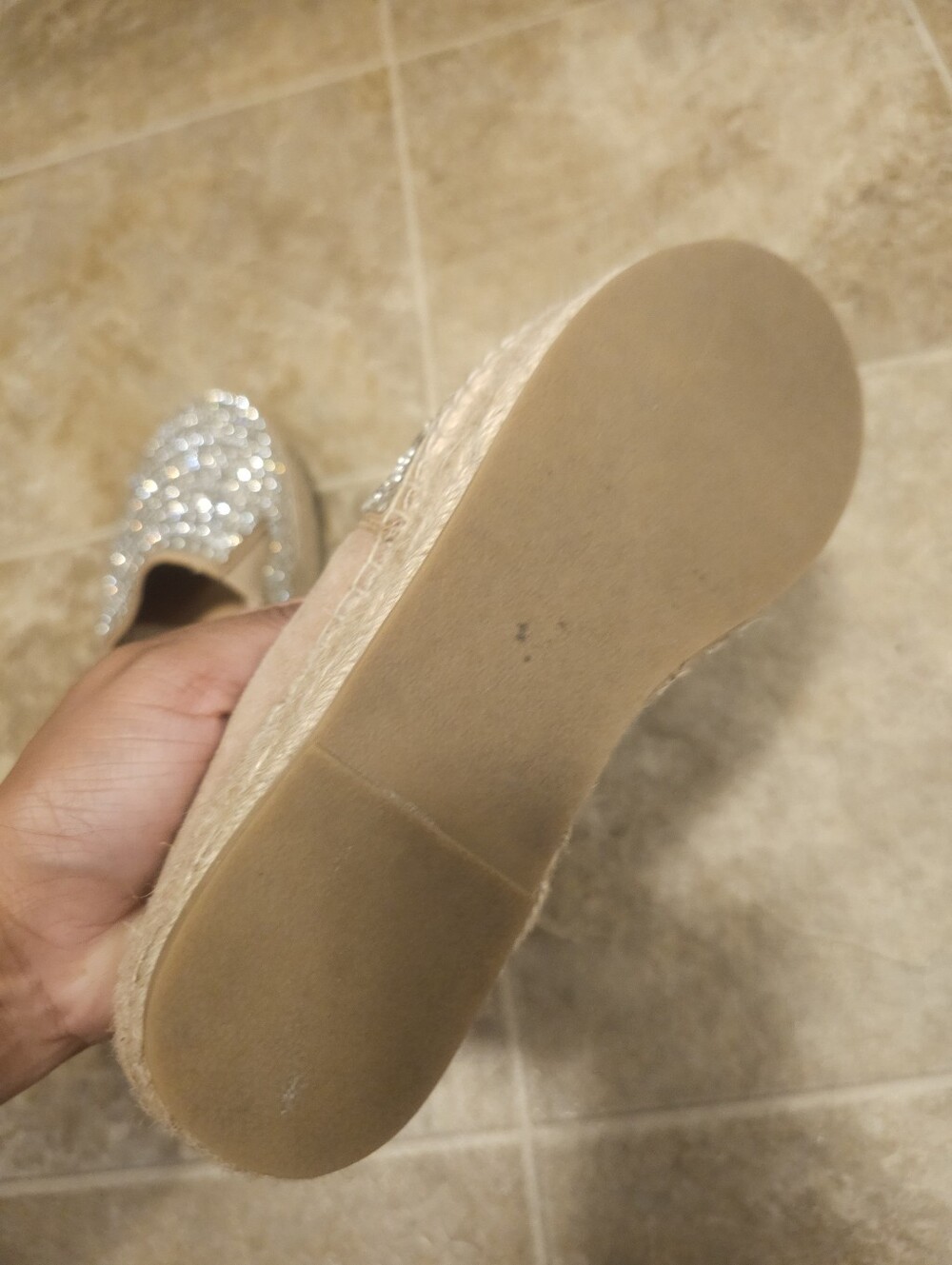 Steve Madden Silver Embellished Slip-On Espadrilles Size 7 - Picture 6 of 8